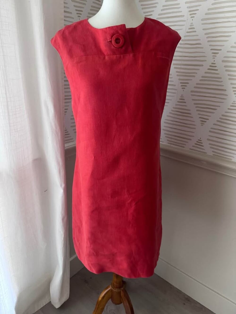 Vintage Elliott Lauren Women’s Size 6 Red Linen Cap Sleeve Shift Dress